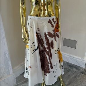 Abstract Print White Dior Skirt